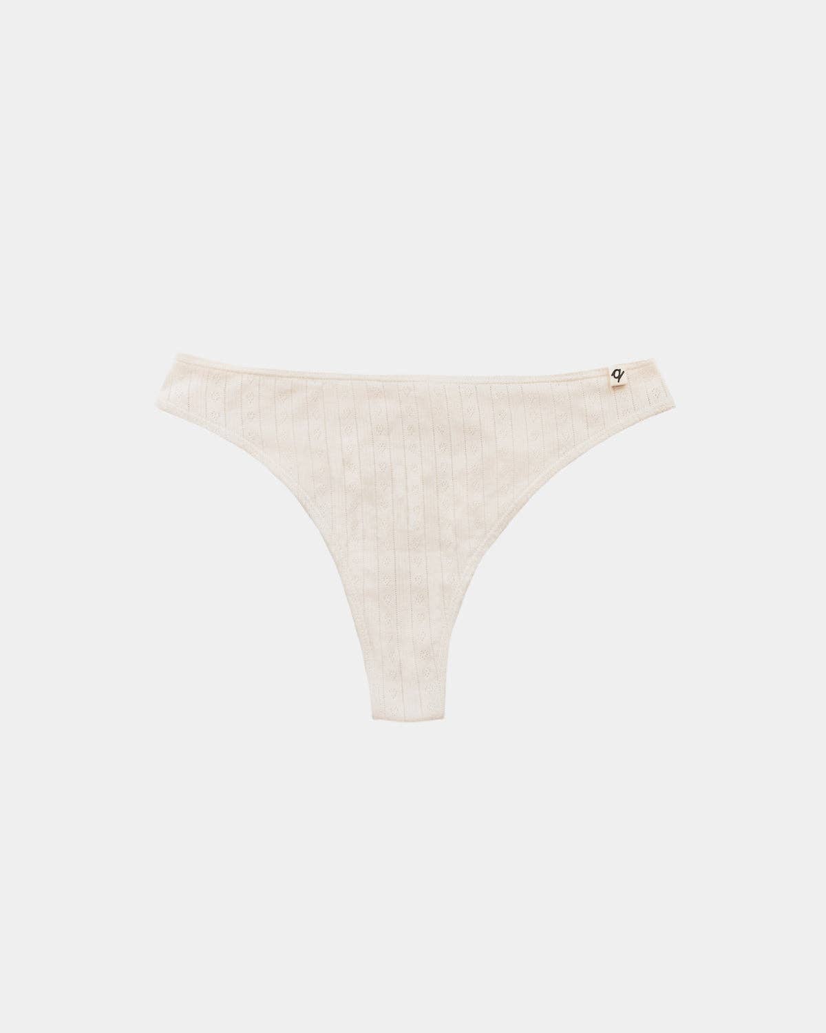 Women's Pointelle Thong - 100% Organic Cotton