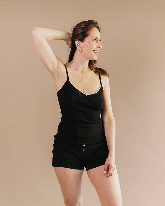 Women's Pointelle Tank Top - 100% Organic Cotton