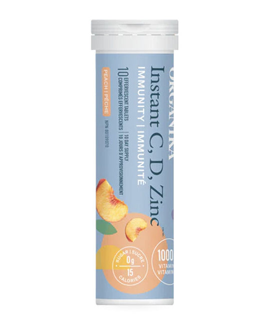 Organika - Instant C, D, Zinc Immunity Effervescent - Peach